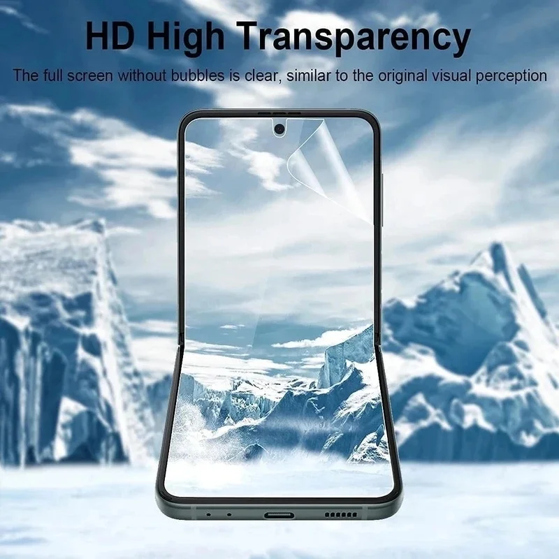 Hydrogel Film Screen Protector for Samsung Z Flip 4 Full Coverage Soft Front Back Clear Water-proof Protective Films for Samsung