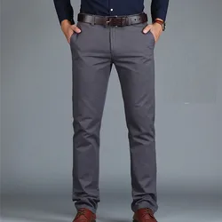 Summer Thin Men trousers Casual Pants Cotton Straight Fit Trousers Men Black Gray Pants  Size 40 42