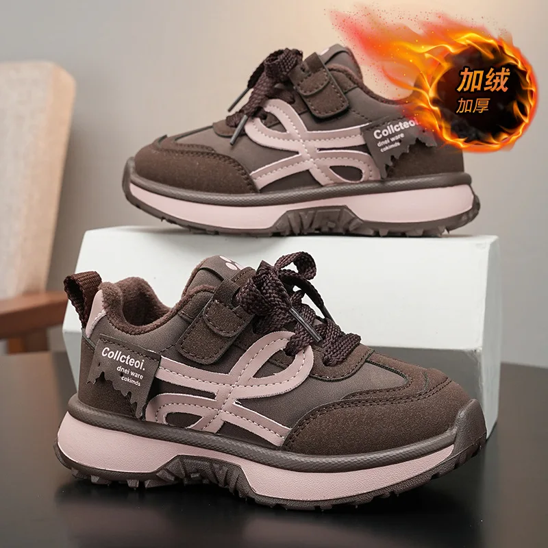 

Girls' Cotton Shoes 2025 SAutumn New Style Add Cotton Walking Shoes, Children's Casual Shoes Leather Surface Waterproof