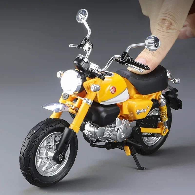 Modèle de moto de sport en alliage moulé sous pression pour enfants, Honda Monkey 125, course de rue, simulation, son, lumière, jouets, cadeau, 1:12