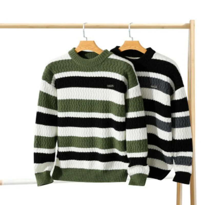 

Men's Home Trendy Comfortable Thick Warm Knitted Round Neck Hoodie Winter Comfortable Fashion High Quality Home Clothing