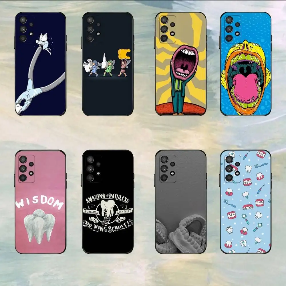 Cartoon Teeth Phone Case For Samsung S25,S24,S21,S22,S23,S30,Ultra,S20,Plus Black Cover