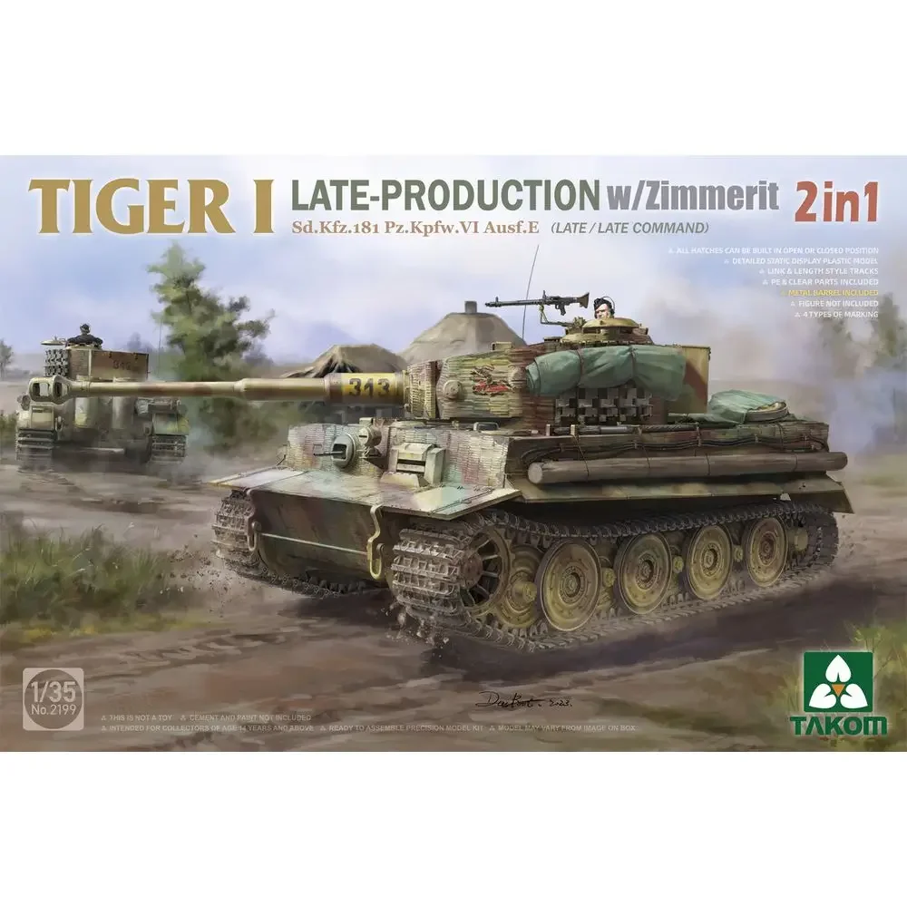 TAKOM 2199 1/35 Sd.Kfz.181 Pz.Kpfw.VI Ausf.E Tiger I Late-Production w/Zimmerit - Scale Model Kit