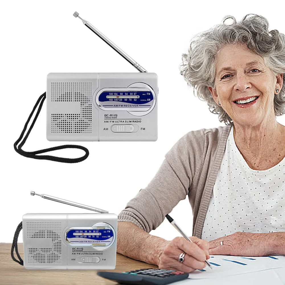 راديو صغير عتيق يعمل بالبطارية AM FM راديو هوائي تليسكوبي راديو محمول هدايا لكبار السن
