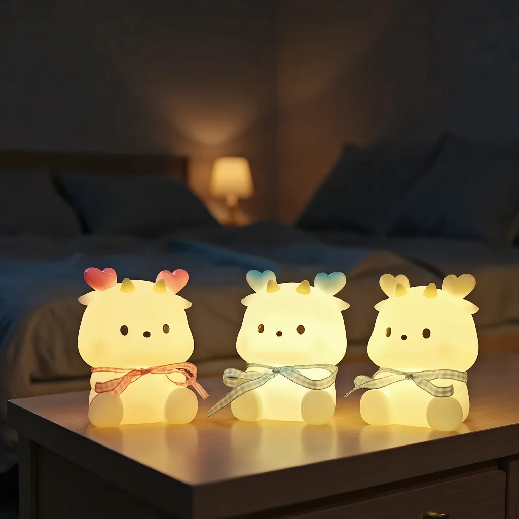 

1PC Blue LED Cartoon Dragon Night Lamp Bedroom Bedside Light For Kids Friend Holiday Gifts