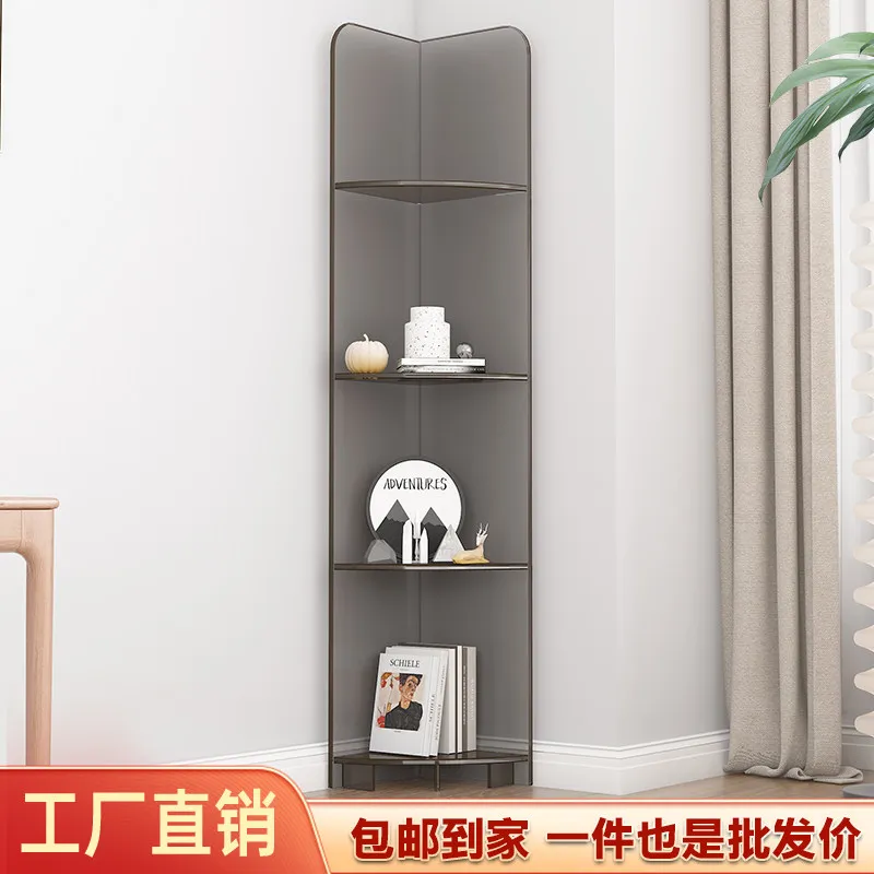 

Acrylic living room corner cabinet bathroom rack floor-to-ceiling multi-layer toilet toilet integrated with wall triangular