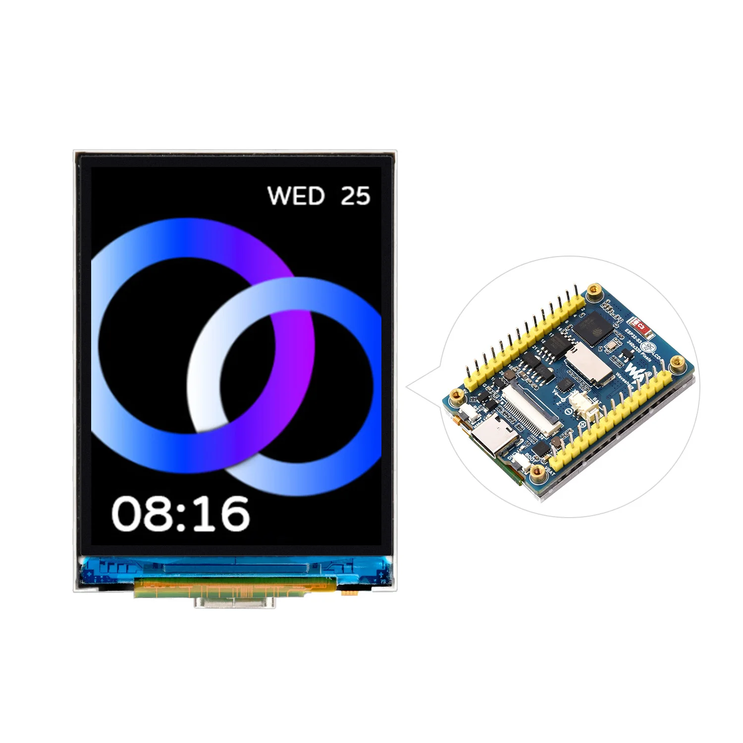 Płytka rozwojowa ESP32-S3-LCD-2 Waveshare z 2-calowym wyświetlaczem 240*320 pikseli, 32-bitowy dwurdzeniowy procesor LX7, obsługuje WiFi i Bluetooth.