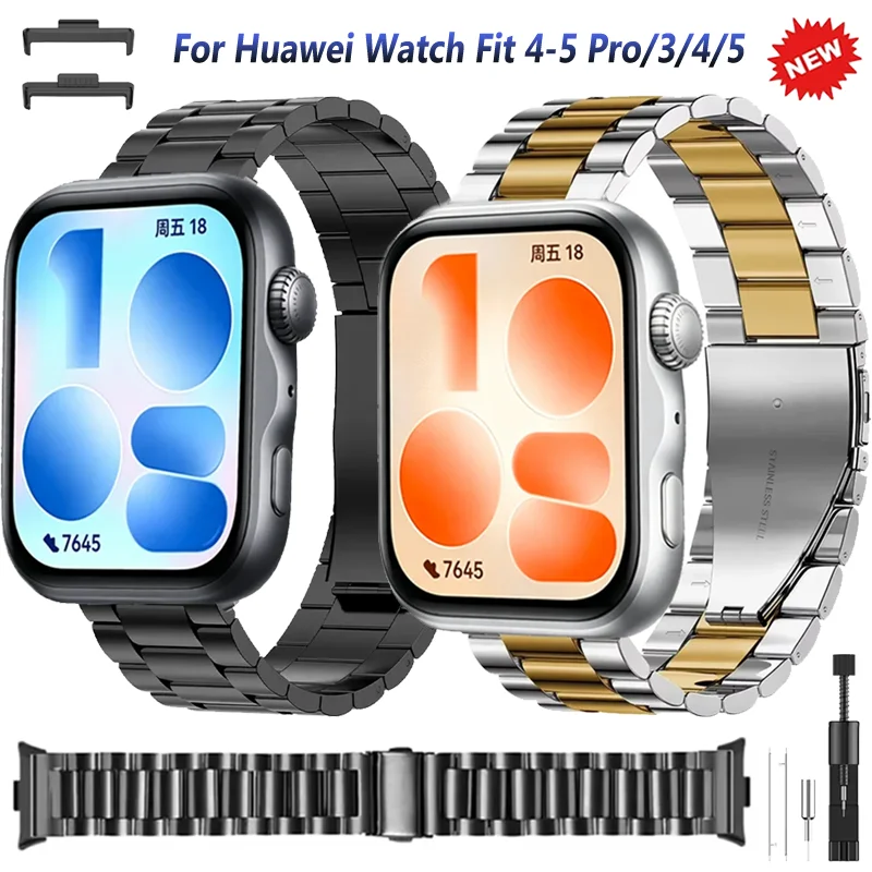 Metallarmband für Huawei Watch Fit 5/5 Pro, Edelstahl, bequemes Armband, Huawei Watch Fit 4 Pro/Fit 4 3 Zubehör