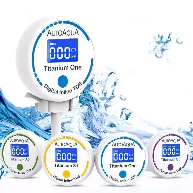 AutoAqua Smart TDS Test Monitor Aquarium Digital Inline TDS Titanium One Display Water Outlet Monitor Water Quality Qualify Pure