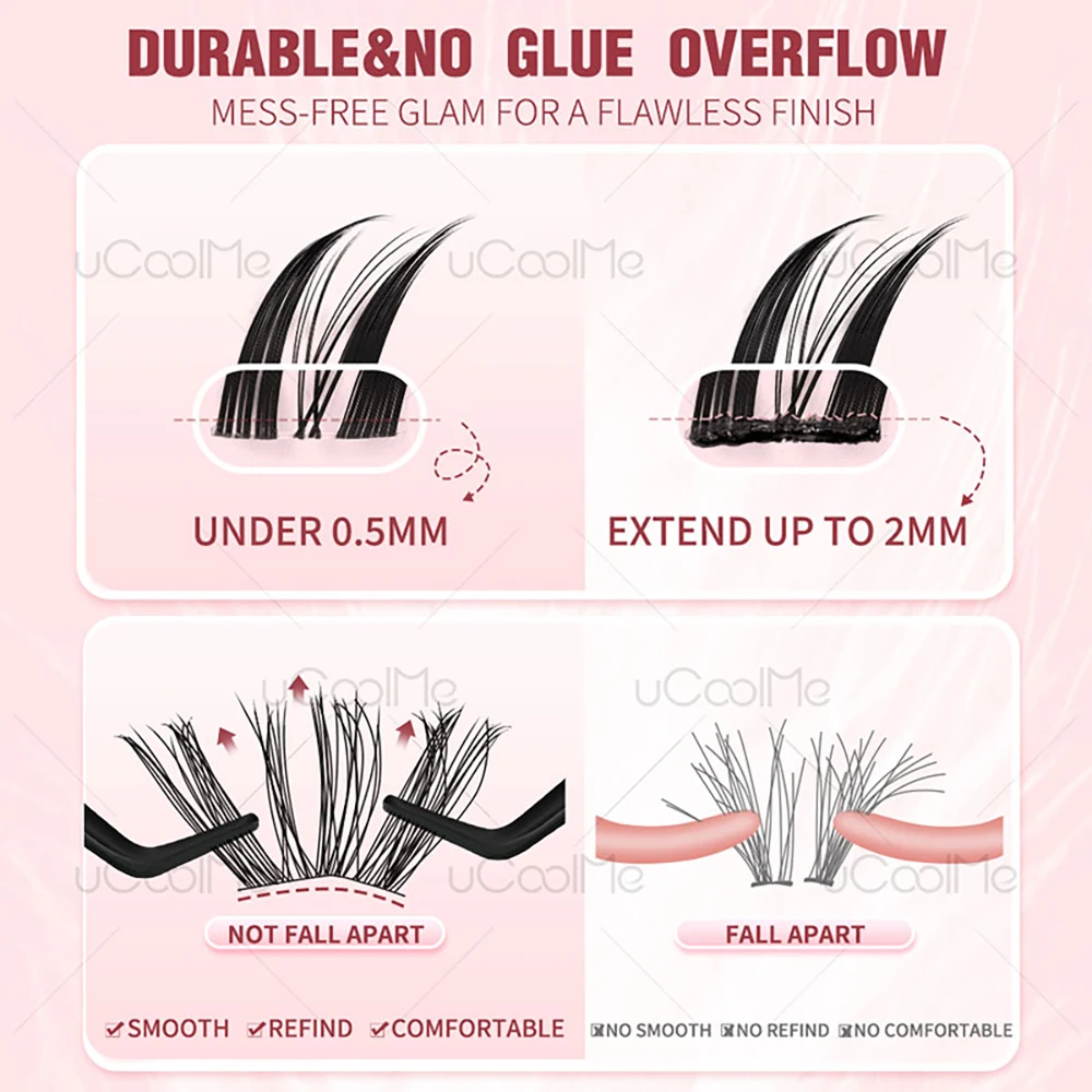 uCoolMe Wimpers Magic 168PCS D Krul Piekerige 8-18mm Lash Clusters Applicator Tool Voor Vrouwen Thuis DIY Volumineuze Wimpers Extension