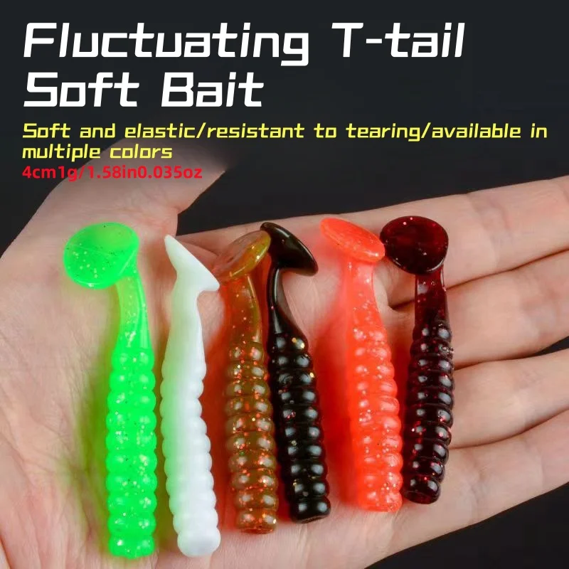 

10Pcs T-tail Fishing Soft Baits Worm 40mm1g Artificial Swimbait Rock Fishing Lures Wobbler Silicone Leurre Souple for Trout Bass