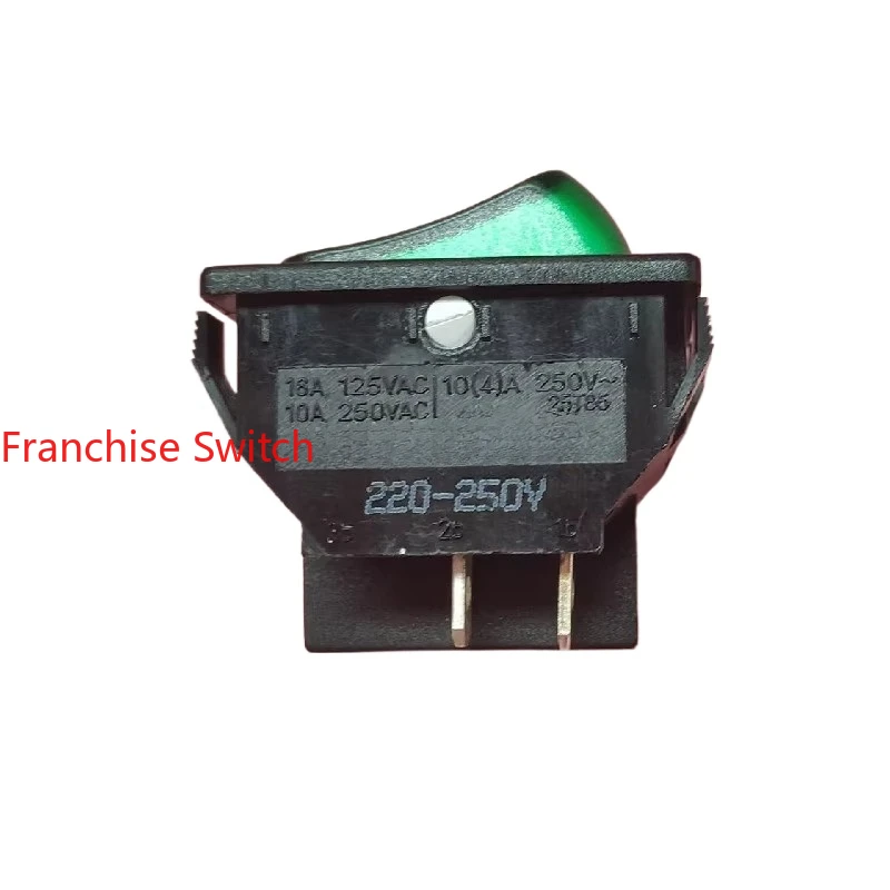 10PCS R13-87B Imported rocker ship type switch 4 feet 2 gears green light hot spot