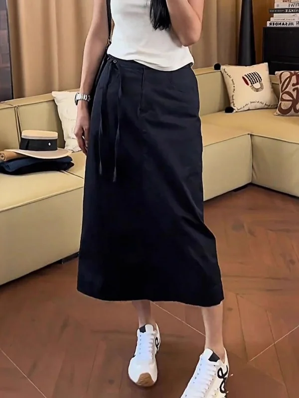 

plus Size Casual High Waist Straight Leg Midi Skirt Slimming Hip Covering Summer New Style for plus Size Women A-Line Skirt