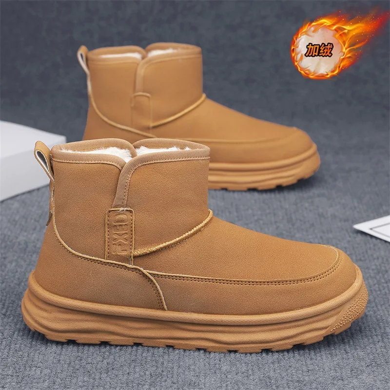 

Зимние мужские высокие уличные противоскользящие зимние ботинки на флисовой подкладке, толстая теплая хлопковая морозостойкая обувь на толстой подошве