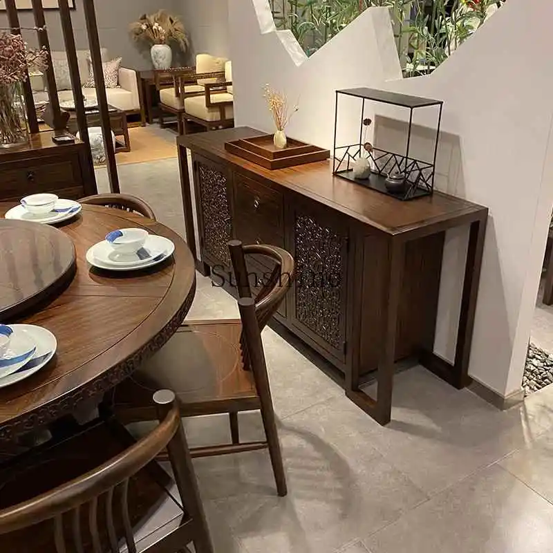 

New Chinese-style solid wood dining side cabinet, modern simple household storage, multi-functional tea, living room, wine