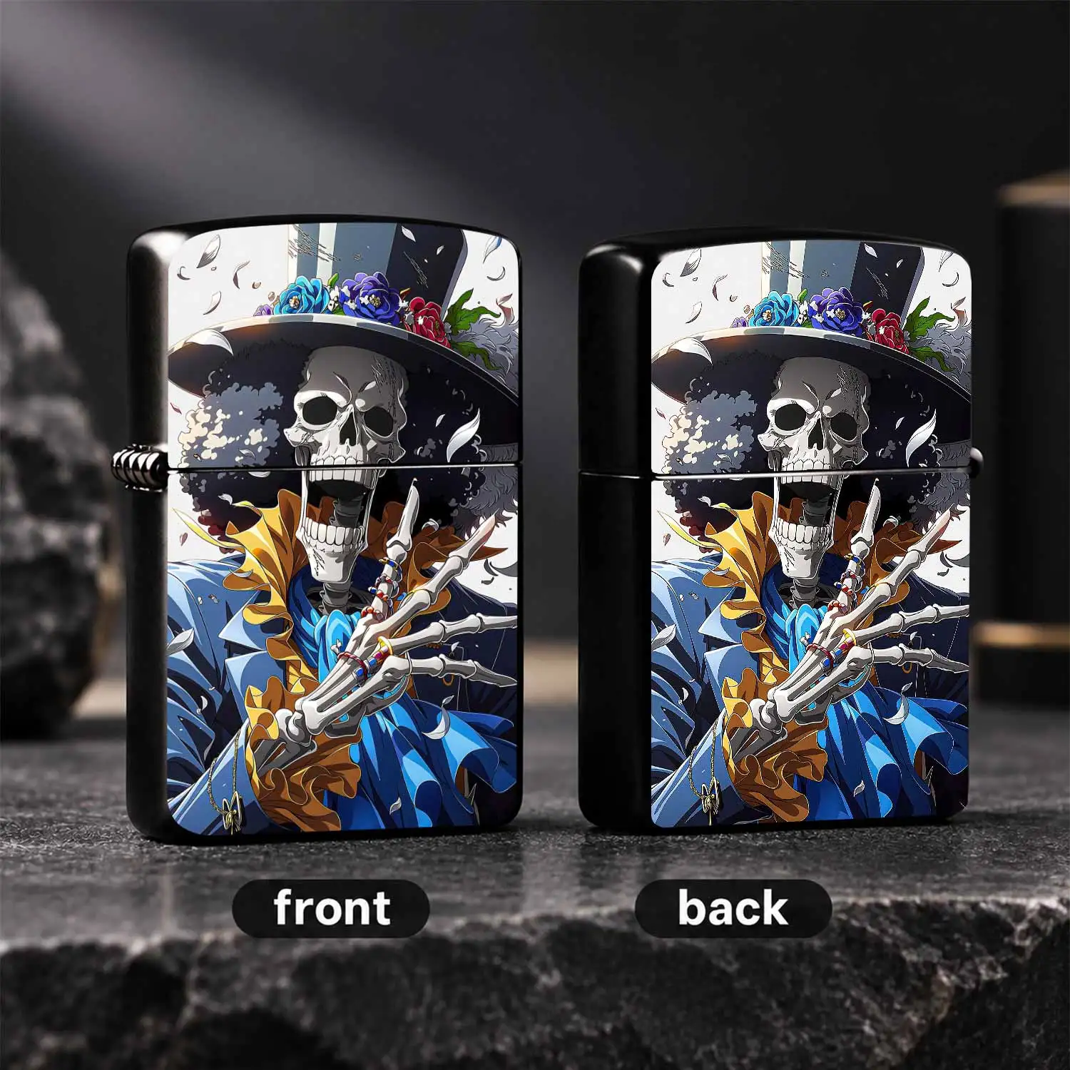 Creative Anime Skeleton Musician Themed Portable Lighter, Trendy Exquisite Decor Ornament, Multi-Scene Practical Daily Supply For Outdoor Travel, Nice Collectible Gift For Anime Fans, High Quality Durable Stylish Accessory, Unique Atmospher