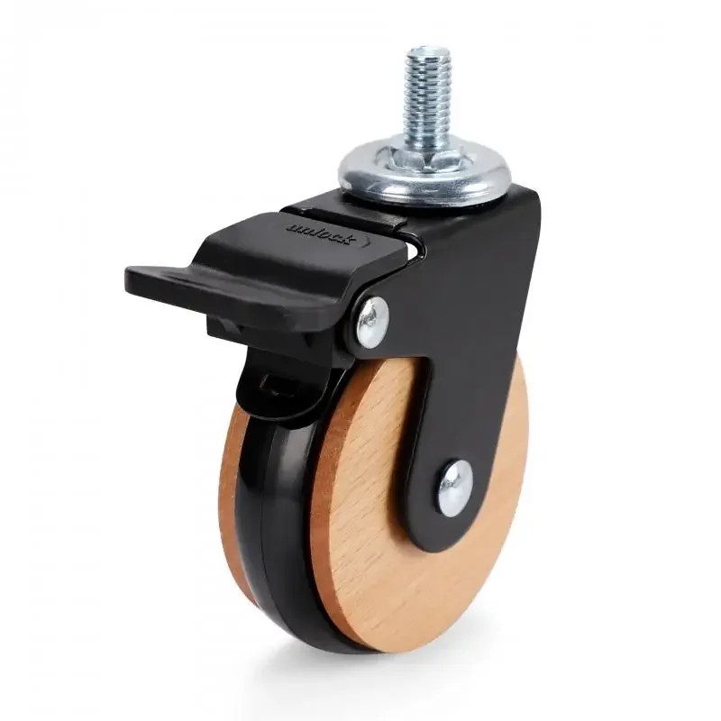 Premium 2.5-Inch Threaded Stem Casters Set of 4 with 8x15mm Universal Base Smooth-Rolling PU Wheels And Reliable Brake System
