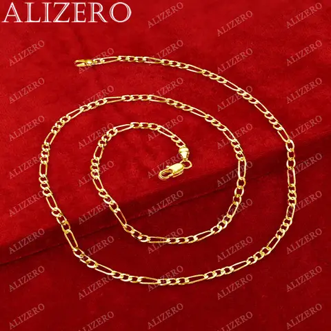 ALIZERO 18K Gold 4MM Figaro Chain Necklace For Women Men Fashion Hip Hop Punk Necklaces Jewelry Wholesale 40-75cm 12 best sales remap gold - №6