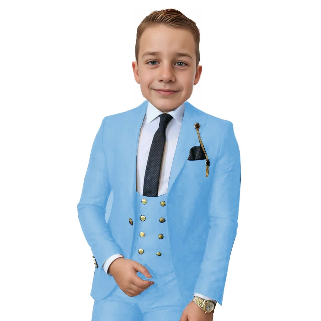 Black Boys Suits Jacket Pants Vest Three Pieces Formal Tuxedos Wedding  Blazer Classic Suit For Boy Prom Evening Party Dress 