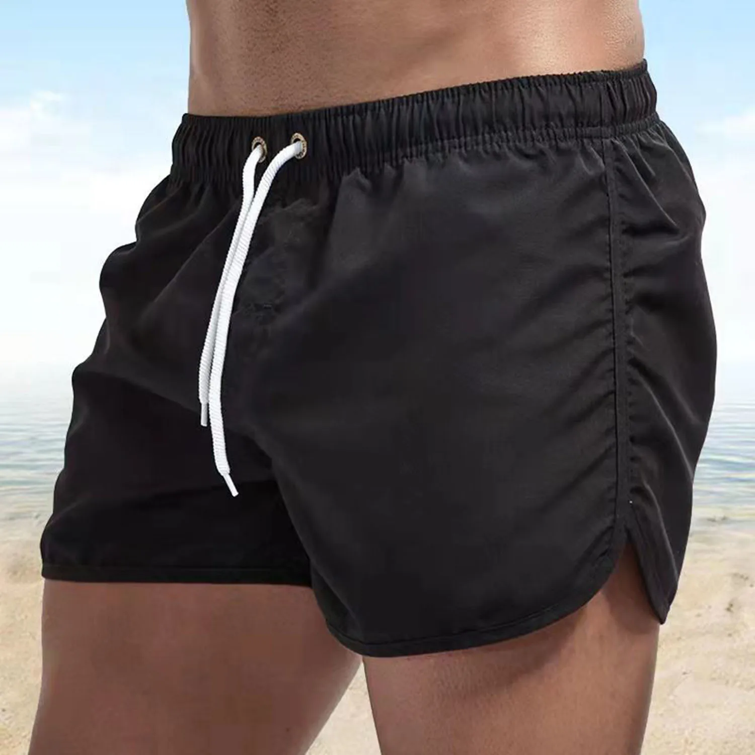 Summer Hot Shorts Men\'s Solid Color Shorts Men\'s Loose Breathable Casual Open Crotch Convenience Pants Beach Sports Pants Large