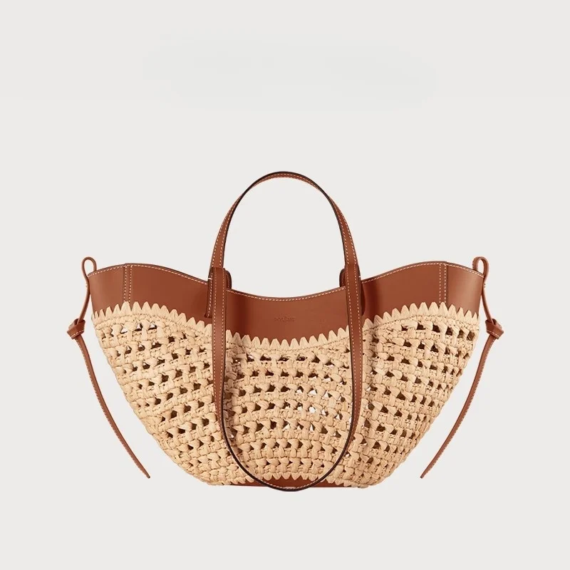 

Designer Straw Woven Bag Natural Fiber large tote Bag Raffia handmade Knitted summer beach handbag 2025 new for women