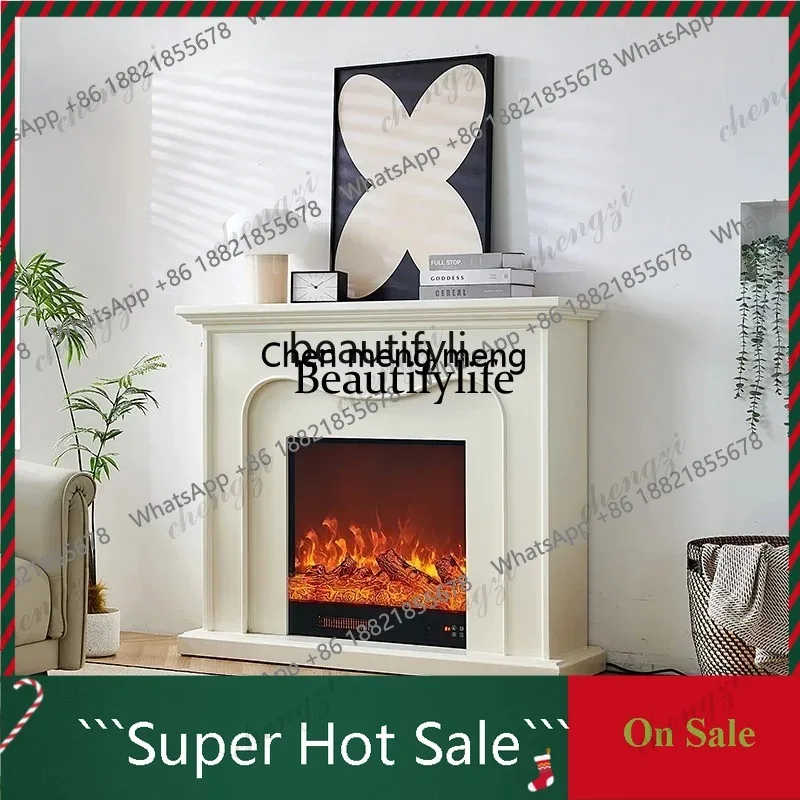 03  1.2 meters French fireplace decorative cabinet, cream wind mantel simulation fire electronic fireplace core household