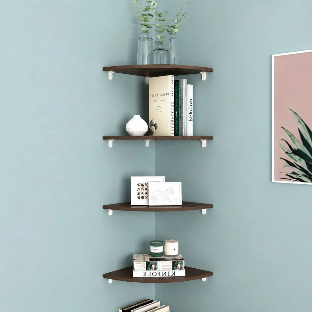 PVC Floating Corner Shelf Wall Mount Multifunctional Wall Corner Storage Rack Quarter Circle Wall Decor Display Stand Home