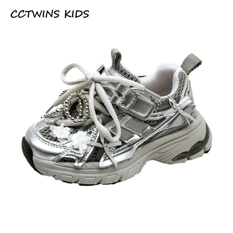 Kids Sneakers Spring Autumn Toddle Girls Fashion Brand Sports Running Trainers Children Casual Breathable Shoes Pearls Soft Sole