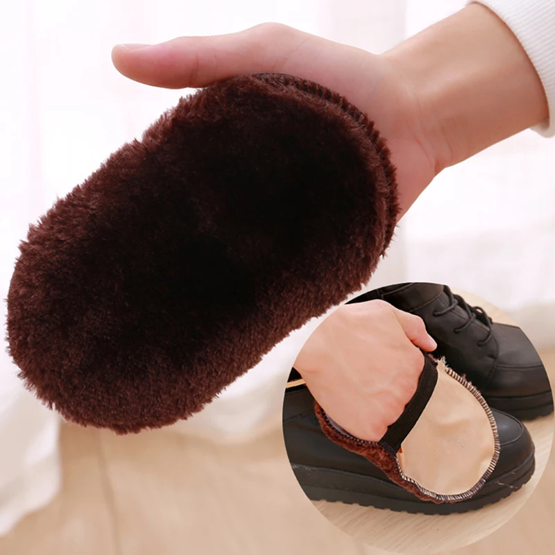 Portable Imitation Wool Cloth Shoes Polisher Soft Brush Shoe Cleaning Cleaner Glove Leather Furniture Shoes Care Plush Brush