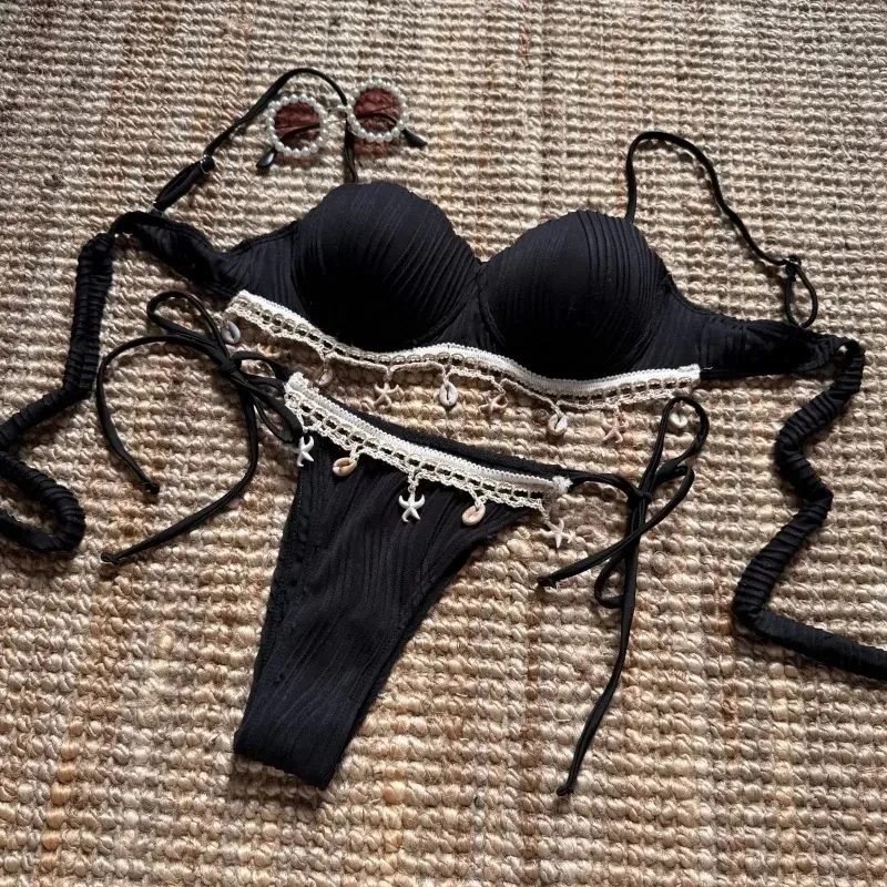 

Sexy Shell Starfish Two Piece Bikini Set Women Push Up Underwired Thong Swimsuit New Patchwork Bathing Suit Swimwear