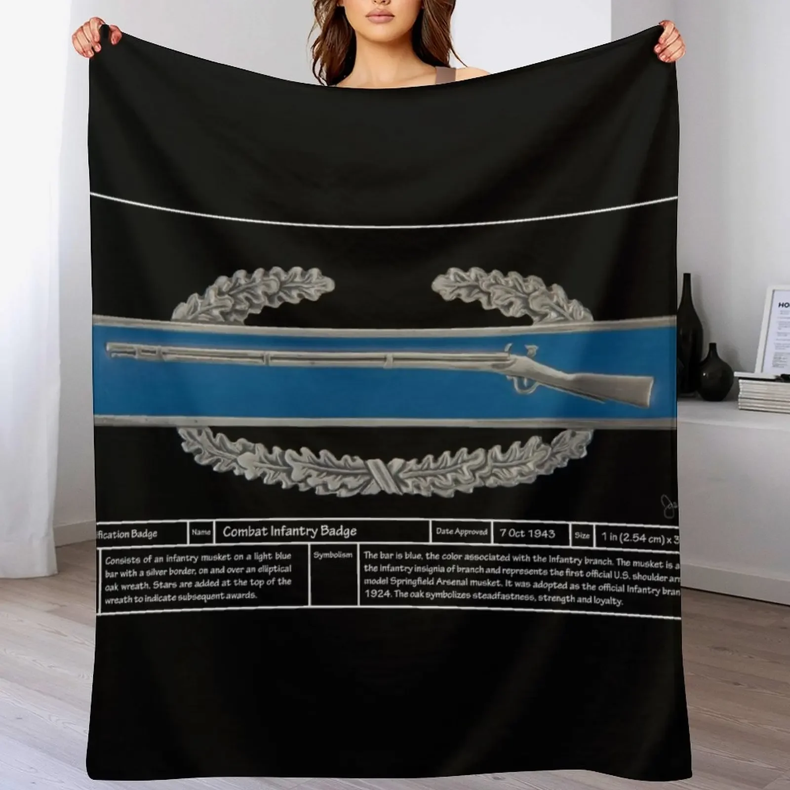 

New Combat Infantry Badge (CIB) Technical Throw Blanket Soft Warm Blanket Gift for Grandparents