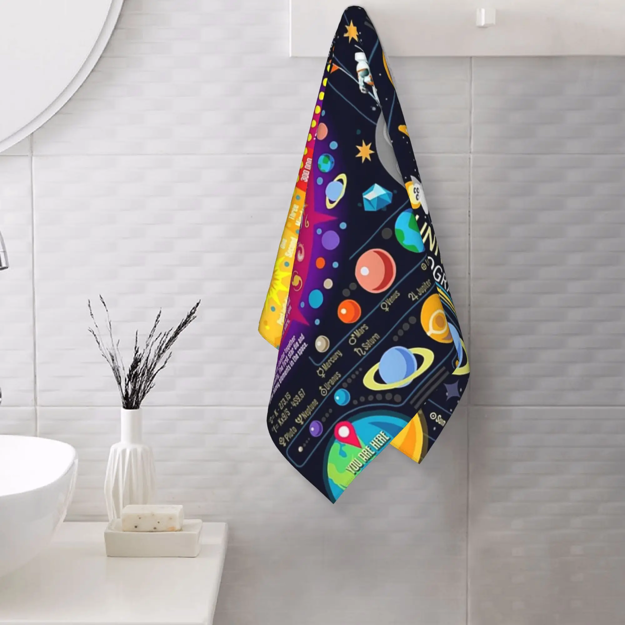 Custom Space Universe Infographics Big Bang Soft Face Towel Quick Dry Pool Bath Cotton Towels Absorbent