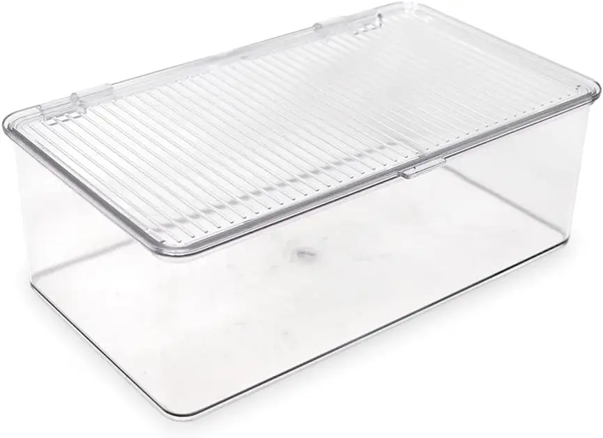 

Прозрачный штабелируемый контейнер-органайзер среднего размера с откидной крышкой, 10,75x6,5x3,7 дюйма, без бисфенола-А, безопасный для пищевых продуктов, для дома, офиса, кухни