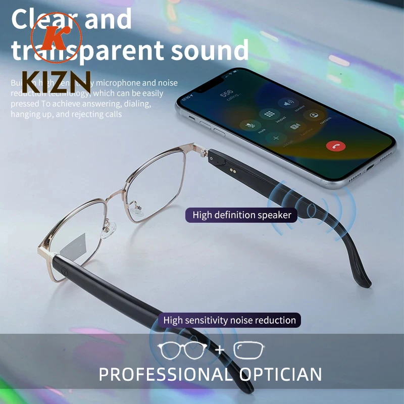

KIZN Wireless Bluetooth Smart Glasses Men Myopia Prescription Photochromic Sunglasses Women Anti Blue Ray Reading Glasses