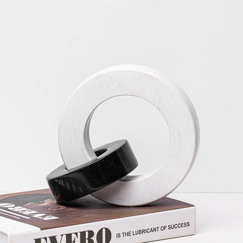 

Black and White Marble Circular Sculpture Abstract Craftsmanship Desk Decoration Structure Sculpture Room Aesthetic Decoration