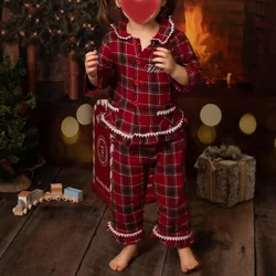 Baby red flannel pyjamas kids boy and girl pajamas plaid family matching Christmas pyjamas sets