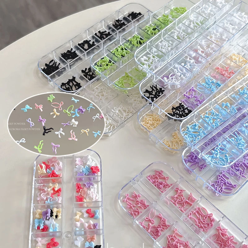 Delicado pajarita de estilo coreano, lazo colorido, cinta de leopardo, dijes, accesorios pequeños y dulces para decoración de uñas, decoraciones DIY al por mayor