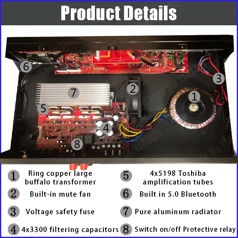 110/220V 555BT Dynamic Screen Sound Amplifier 628BT HiFi Stereo Digital Bluetooth Amplify For Home Car Karaoke theater Max 2500W