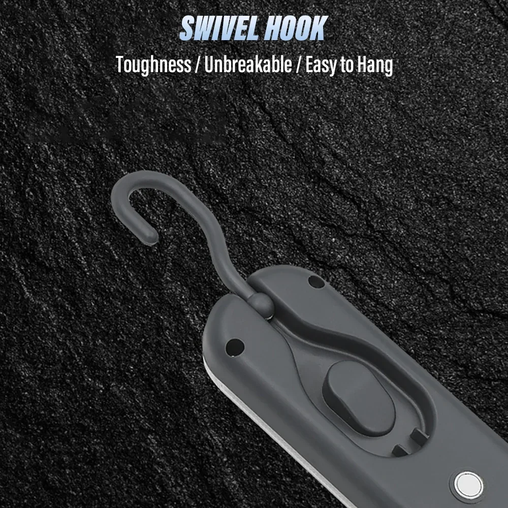 Portable Magnetic Auto Repair Work Light USB Rechargeable LED Flashlight With Magnet Hook For Car Repair Fishing Emergencies