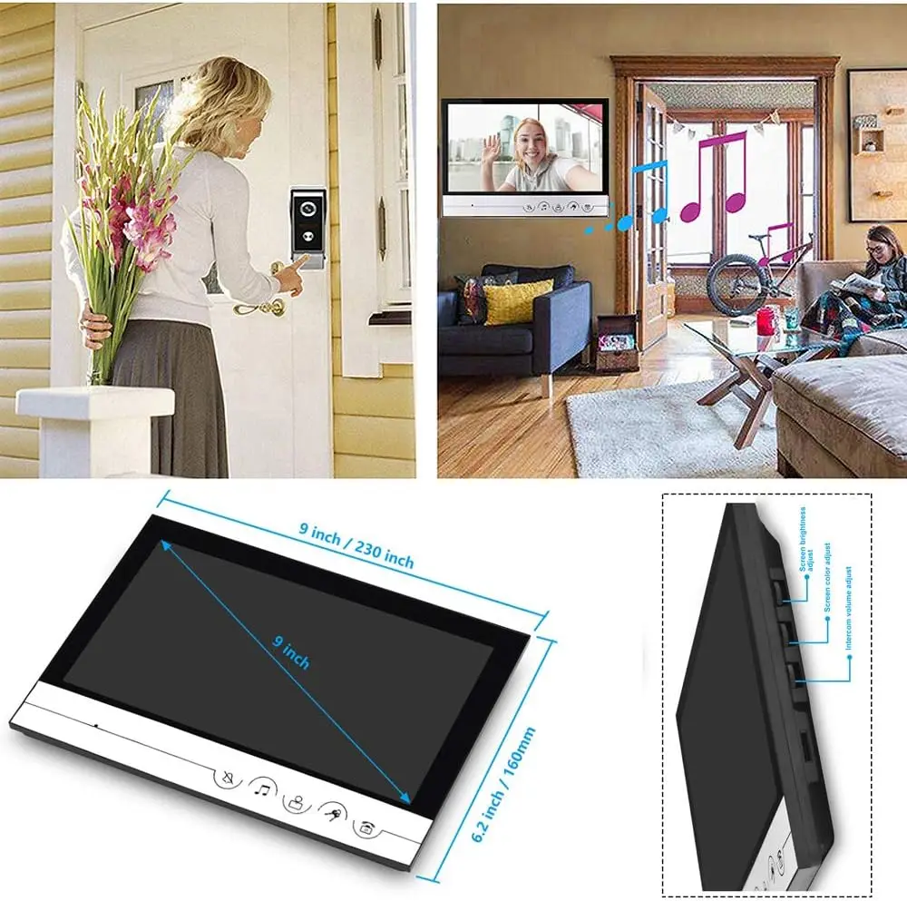 9" Tuya HD Video Door Phone Kits Password Unlock Door Access Control System 125KHz RFID Keypad Metal Case Doorbell System