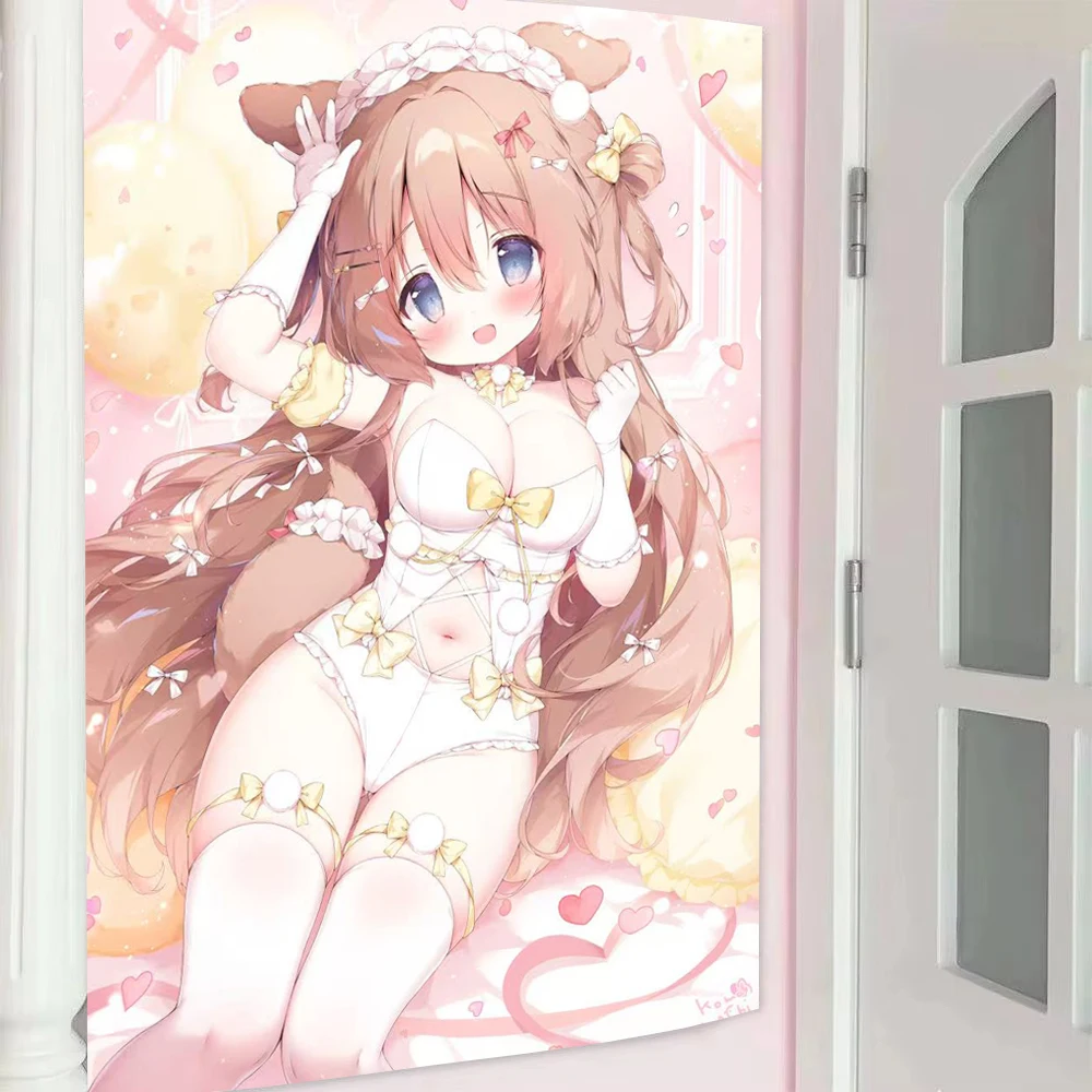 Niedlicher Anime-Wandteppich für Mädchenzimmer, Wandbehang, Schlafzimmer-Wanddekoration, Atmosphäre-Dekoration, Zubehör, Hintergrund