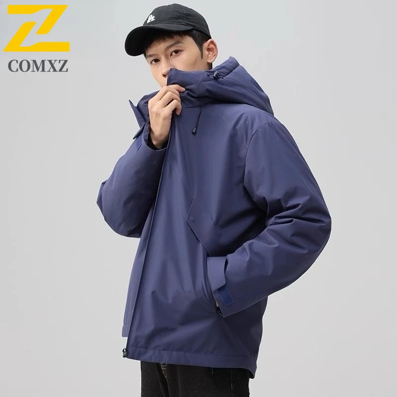 

COMXZ Men Winter Jacket Thickened Warm Windproof Hiking Adventure Cotton Padded Jacket Snowy Waterproof Loose Quilted Jackets