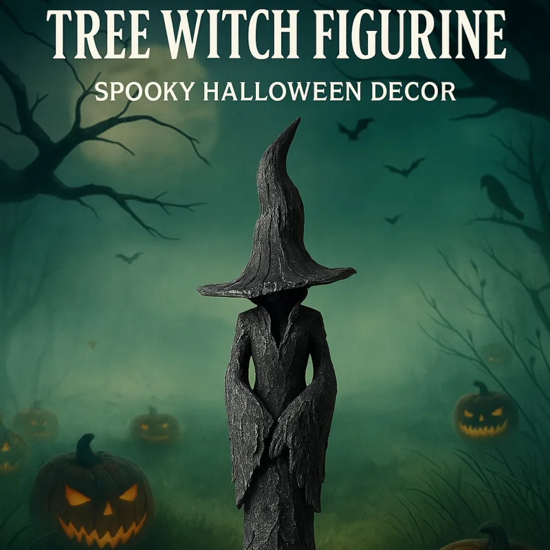 

Gothic Witch Statue Resin Figurine, Cracker Barrel Style Retro Magician Ornament, Dark Fantasy Halloween Festival Collectible