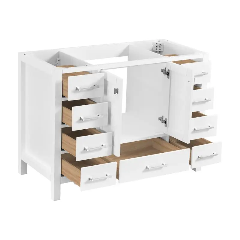 غرور حمام مقاس 48 بوصة، وحدة قائمة بذاتها مع جزء علوي، خزانة تخزين حمام بإطار من الخشب الصلب، تصميم أنيق وعملي لـ #3