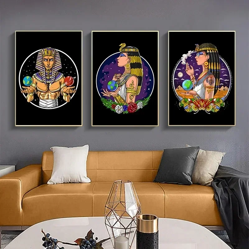 Egyptian Mythology Ancient Egyptian Monsters Pattern Canvas Painting Posters and Prints Wall Art For Living Room Decoration