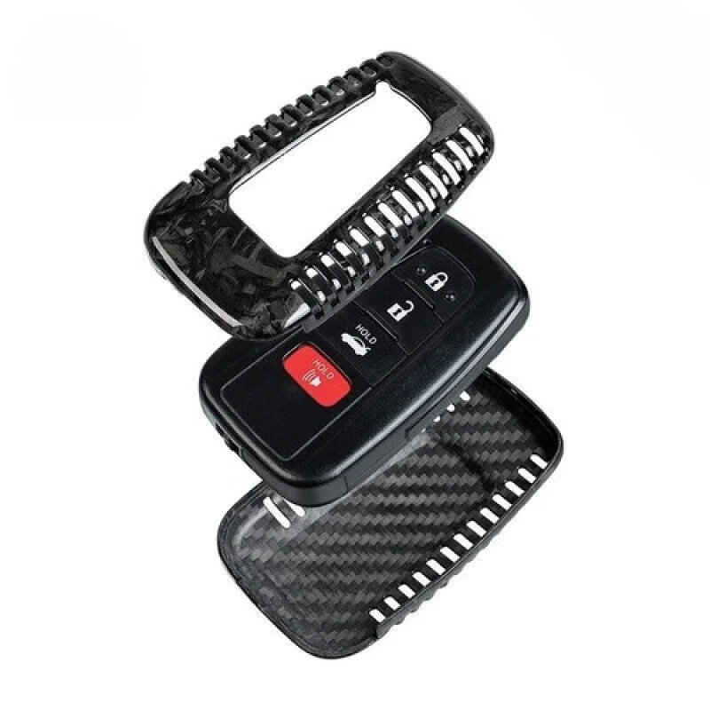 A + غطاء حافظة مفاتيح السيارة من ألياف الكربون لسيارة Toyota C-HR Camry Prius RAV4 GT86 Corolla #5