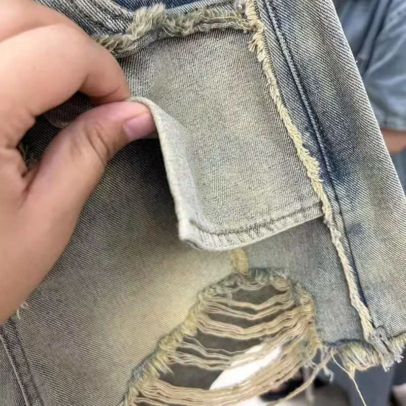 Shorts jeans de cintura alta feminino, nicho dos sentidos, corte de rebarba, emagrecimento, perna larga, gostosa, estilo americano, verão, 2024