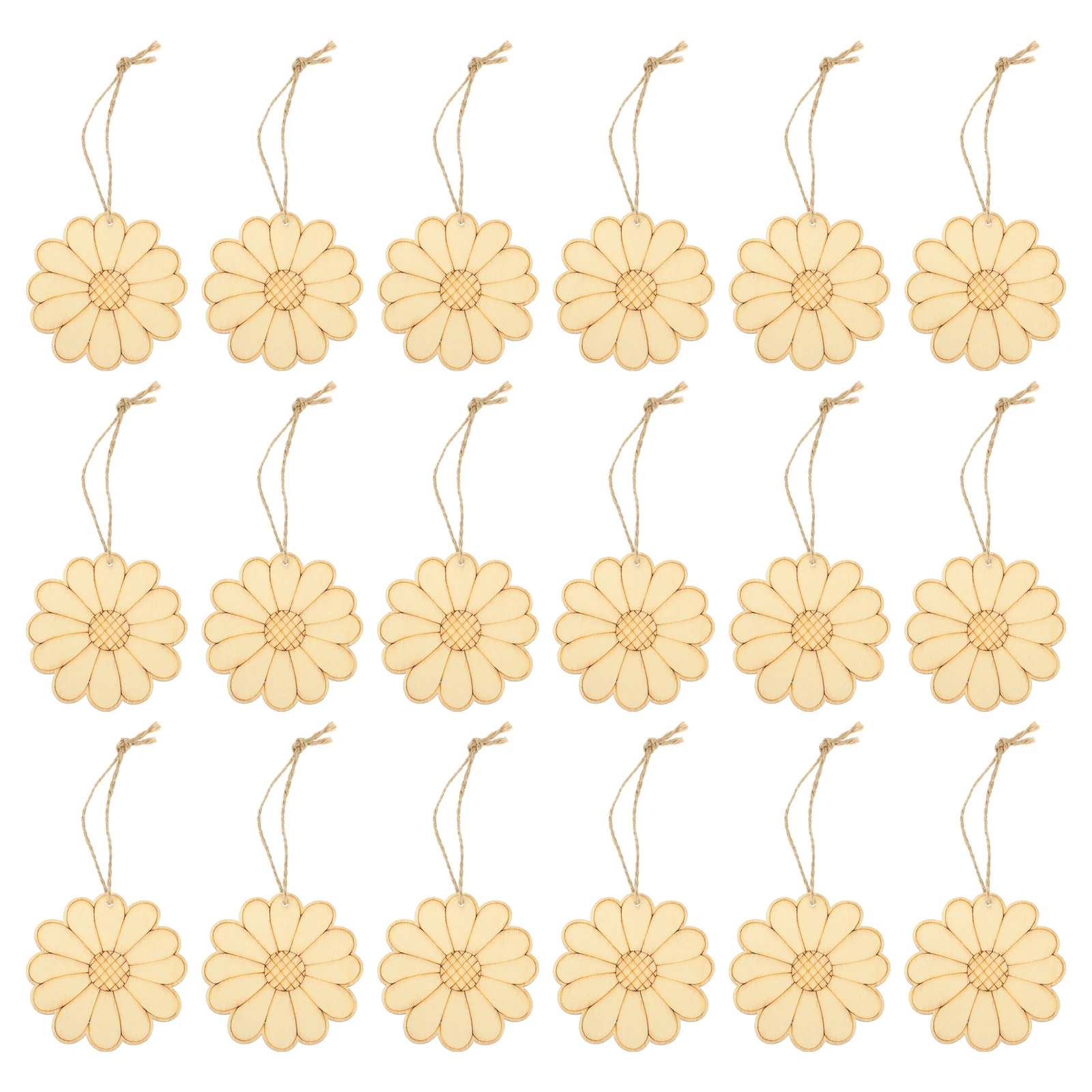 

50 Sets Unpainted Wood Pieces Blank Wooden Cutout DIY Craft Decor Chrysanthemum Shape Slices Painting Project Accessories