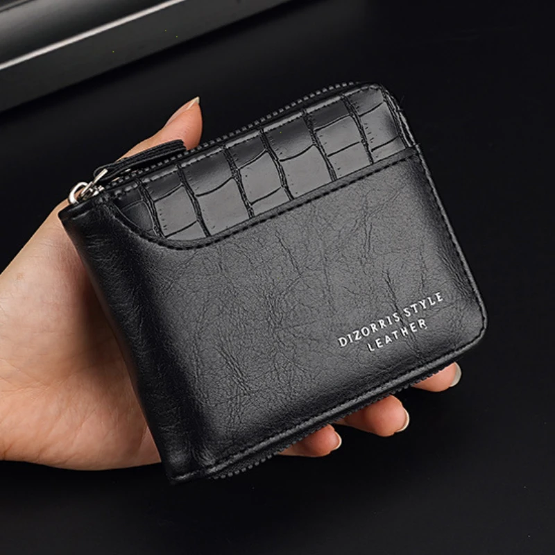 Leather Men’s Wallet Luxury Mens Purse Male Zipper Card Holders with Coin Pocket Rfid Wallets Gifts for Men Money Bag محفظة كروت