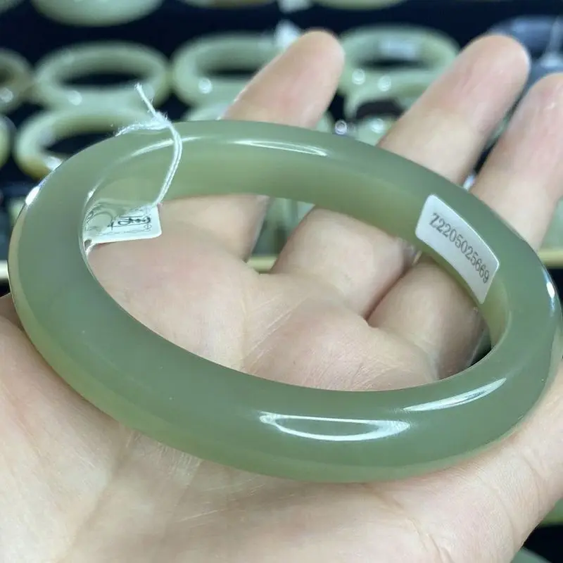 Natural Bracelet Women's Bangle Authentic Hetian Jade, Qinghai Material Clear Water Lake Green